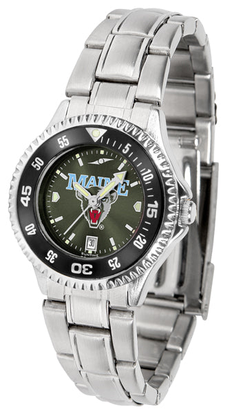 Maine Black Bears Competitor Steel Ladies Watch - AnoChrome - Color Bezel