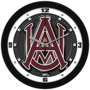 Alabama A&M Bulldogs Wall Clock - Carbon Fiber Textured