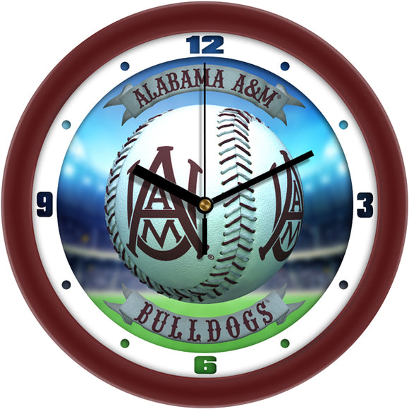 Alabama A&M Bulldogs Wall Clock - Baseball Home Run