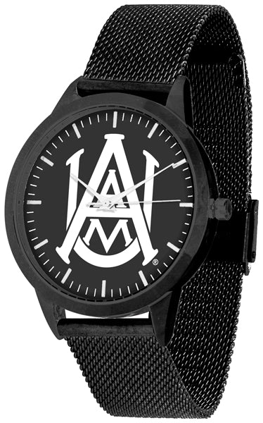 Alabama A&M Bulldogs Statement Mesh Band Unisex Watch - Black - Black Dial