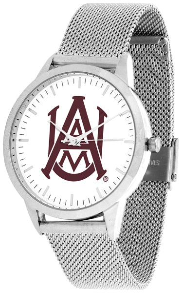 Alabama A&M Bulldogs Statement Mesh Band Unisex Watch - Silver