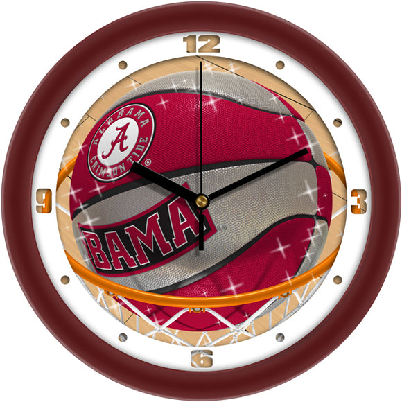 Alabama Crimson Tide Wall Clock - Basketball Slam Dunk