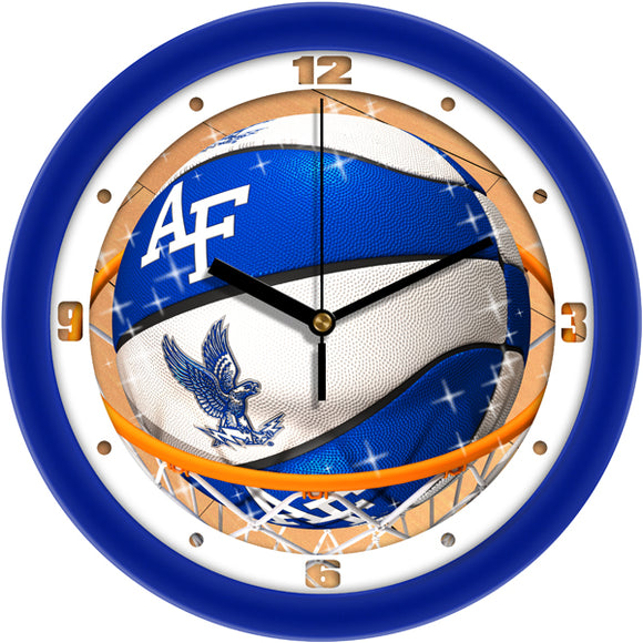 Air Force Falcons Wall Clock - Basketball Slam Dunk