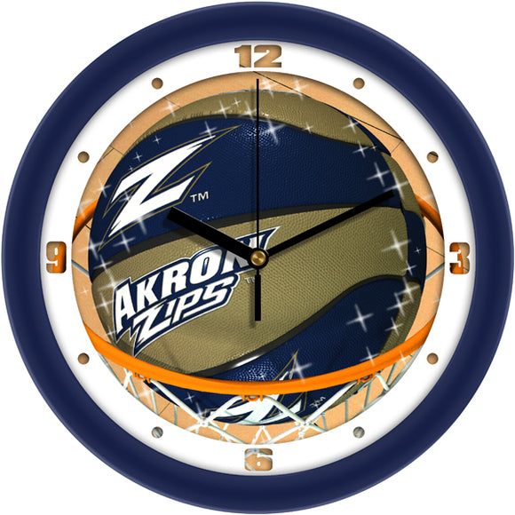 Akron Zips Wall Clock - Basketball Slam Dunk