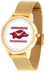Arkansas Razorbacks Statement Mesh Band Unisex Watch - Gold