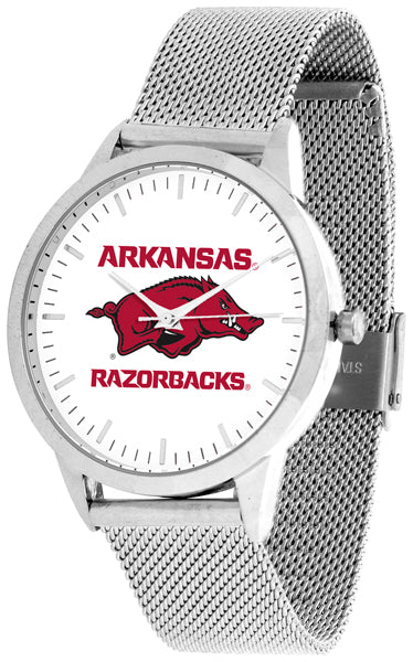 Arkansas Razorbacks Statement Mesh Band Unisex Watch - Silver