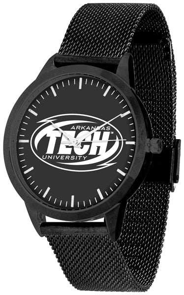 Arkansas Tech University Statement Mesh Band Unisex Watch - Black - Black Dial