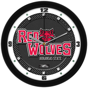 Arkansas State Red Wolves Wall Clock - Carbon Fiber Textured