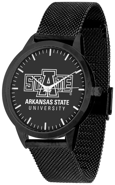 Arkansas State Red Wolves Statement Mesh Band Unisex Watch - Black - Black Dial