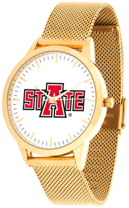 Arkansas State Red Wolves Statement Mesh Band Unisex Watch - Gold