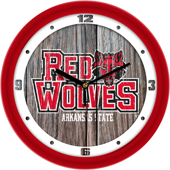 Arkansas State Red Wolves Wall Clock - Weathered Wood