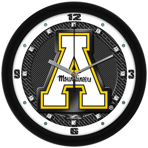 Appalachian State Mountaineers Wall Clock - Carbon Fiber Textured