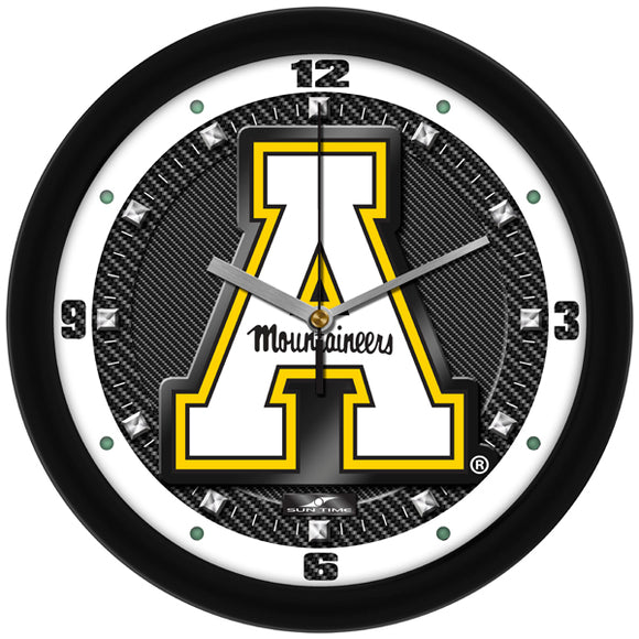 Appalachian State Mountaineers Wall Clock - Carbon Fiber Textured