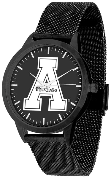 Appalachian State Mountaineers Statement Mesh Band Unisex Watch - Black - Black Dial