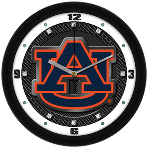 Auburn Tigers Wall Clock - Carbon Fiber Textured