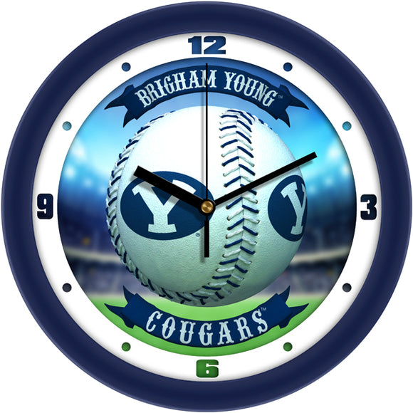 BYU Cougars Wall Clock - Baseball Home Run