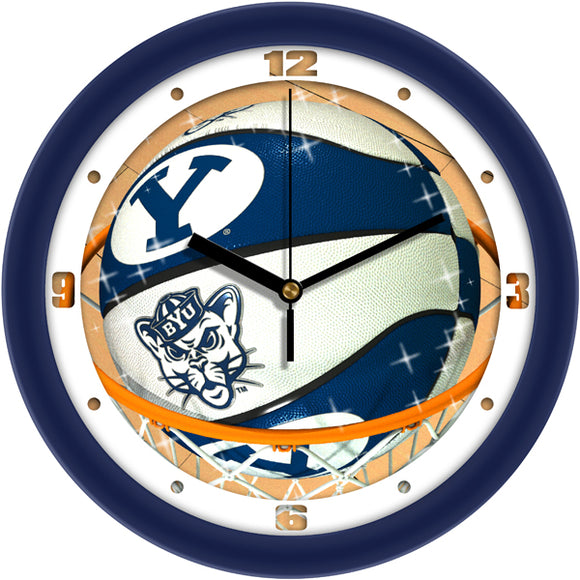 BYU Cougars Wall Clock - Basketball Slam Dunk