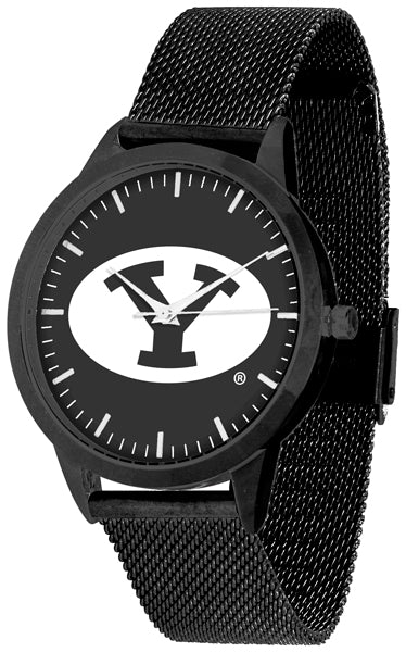 BYU Cougars Statement Mesh Band Unisex Watch - Black - Black Dial