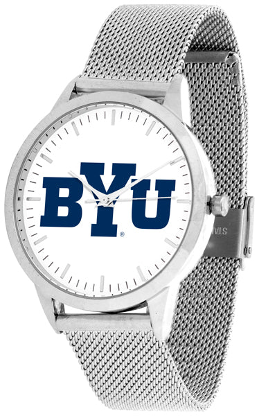 BYU Cougars Statement Mesh Band Unisex Watch - Silver