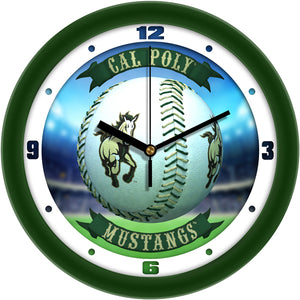 Cal Poly Mustangs Wall Clock - Baseball Home Run