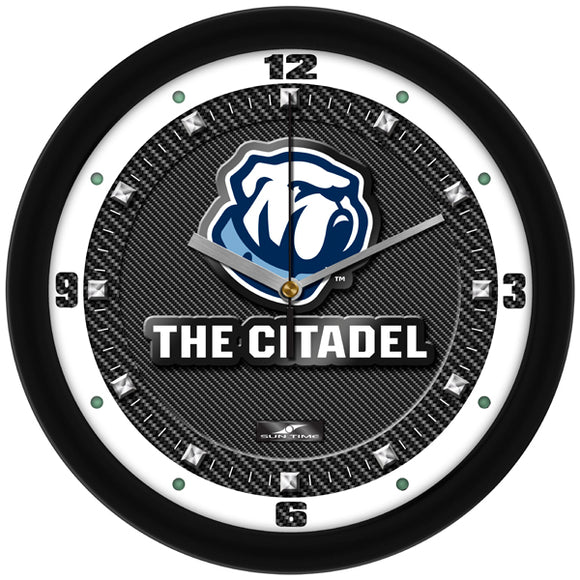 Citadel Bulldogs Wall Clock - Carbon Fiber Textured