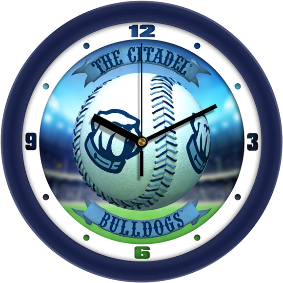 Citadel Bulldogs Wall Clock - Baseball Home Run