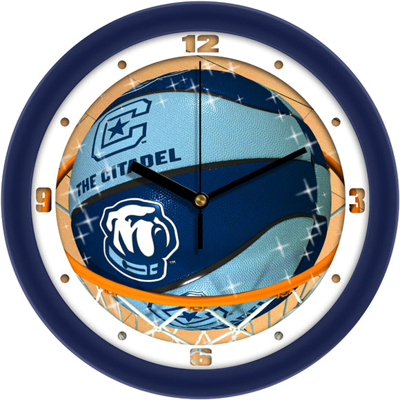 Citadel Bulldogs Wall Clock - Basketball Slam Dunk