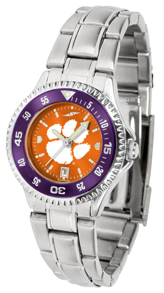 Clemson Tigers Competitor Steel Ladies Watch - AnoChrome - Color Bezel