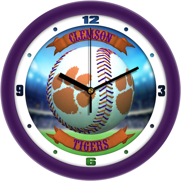 Clemson Tigers Wall Clock - Baseball Home Run