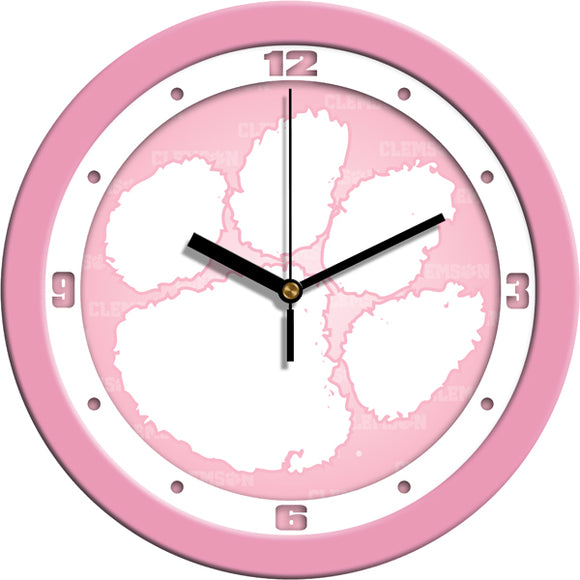 Clemson Tigers Wall Clock - Pink