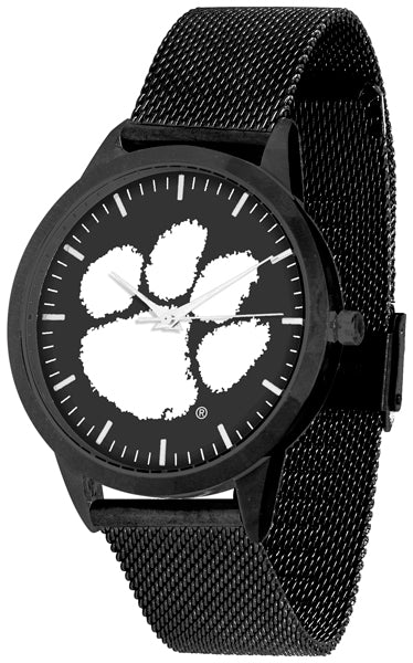 Clemson Tigers Statement Mesh Band Unisex Watch - Black - Black Dial