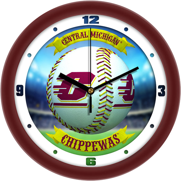 Central Michigan Wall Clock - Baseball Home Run