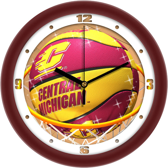 Central Michigan Wall Clock - Basketball Slam Dunk