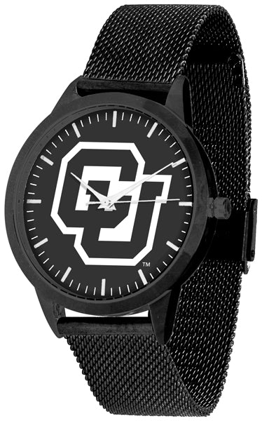Colorado Buffaloes Statement Mesh Band Unisex Watch - Black - Black Dial