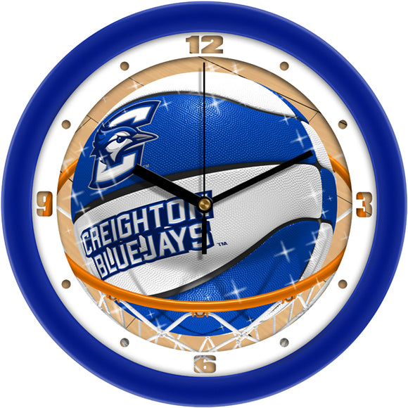 Creighton Bluejays Wall Clock - Basketball Slam Dunk
