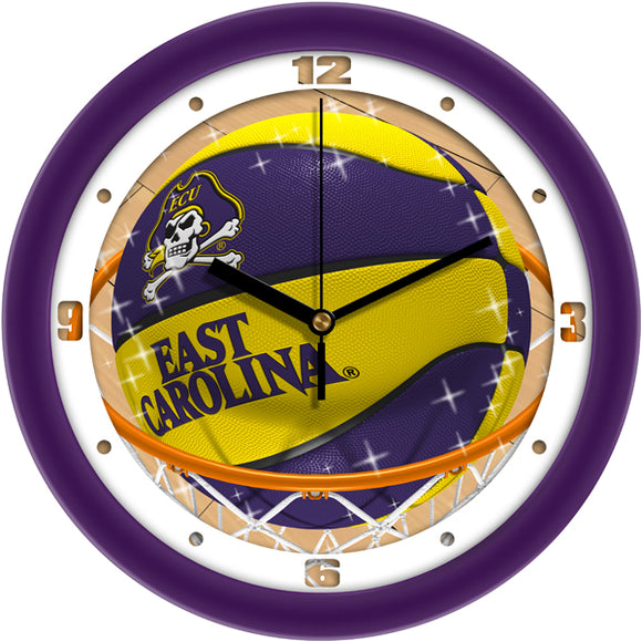 East Carolina Wall Clock - Basketball Slam Dunk