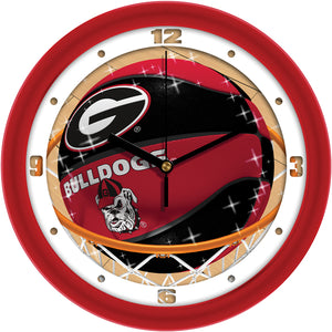 Georgia Bulldogs Wall Clock - Basketball Slam Dunk