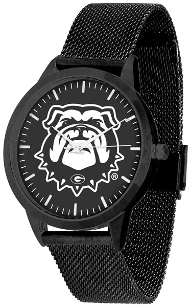 Georgia Bulldogs Statement Mesh Band Unisex Watch - Black - Black Dial
