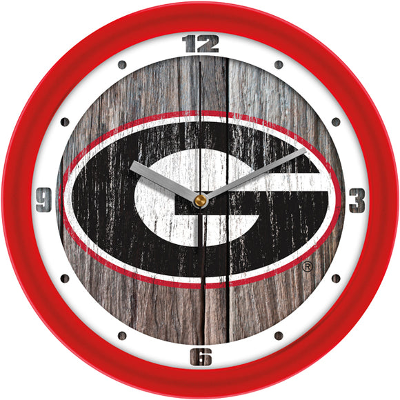 Georgia Bulldogs Wall Clock - Weathered Wood