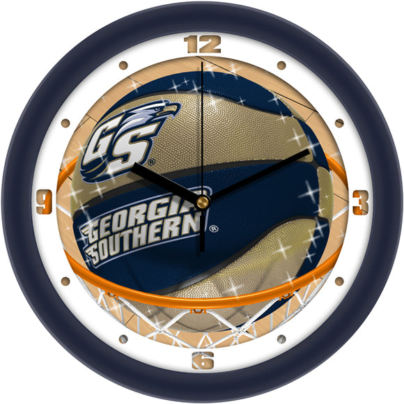 Georgia Southern Wall Clock - Basketball Slam Dunk