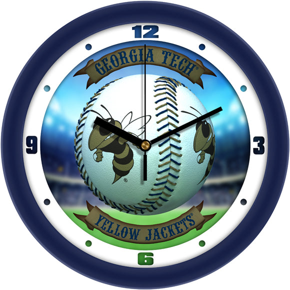 Georgia Tech Wall Clock - Baseball Home Run