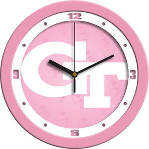 Georgia Tech Wall Clock - Pink
