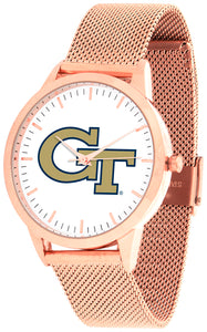 Georgia Tech Statement Mesh Band Unisex Watch - Rose