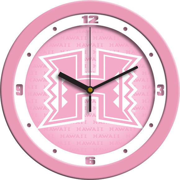 Hawaii Warriors Wall Clock - Pink
