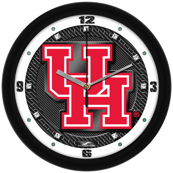 Houston Cougars Wall Clock - Carbon Fiber Textured