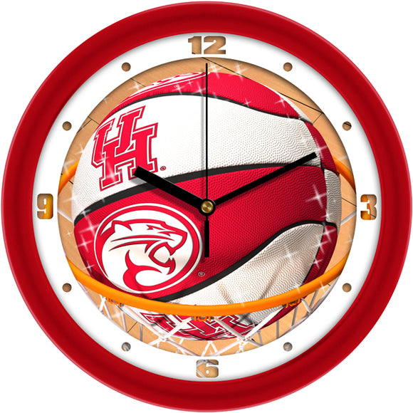 Houston Cougars Wall Clock - Basketball Slam Dunk