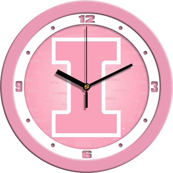Illinois Fighting Illini Wall Clock - Pink