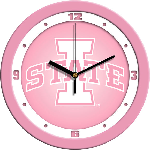 Iowa State Wall Clock - Pink