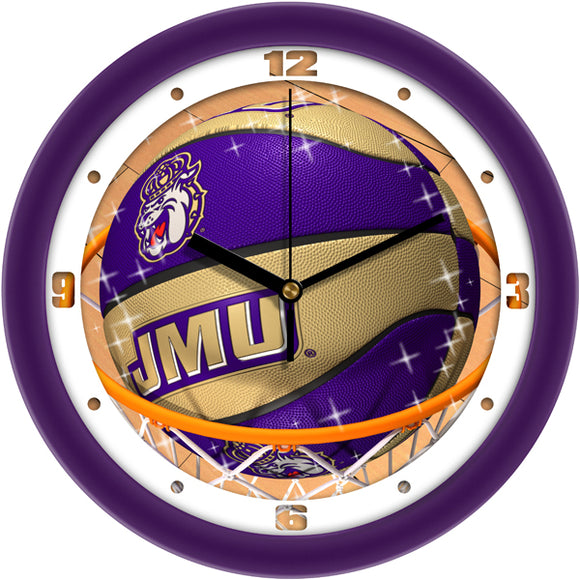 James Madison Wall Clock - Basketball Slam Dunk