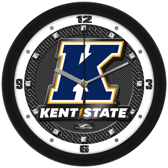 Kent State Wall Clock - Carbon Fiber Textured